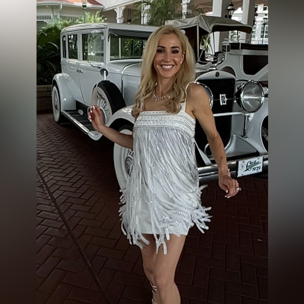 Alexis Ivory Fringe Mini Dress